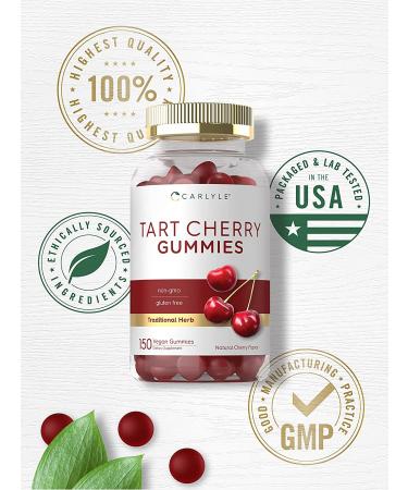 Carlyle Tart Cherry Gummies 2000mg - 150ct | Natural Cherry Flavor | Vegan, Non-GMO, Gluten Free - Buy Online on GoSupps.com