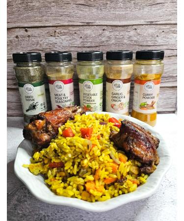 Aga's Wholesome Everyday Seasoning Combo Bundle 7 Items: Vegetable Stock Powder 100g Meat & Poultry Seasoning 100g Soupa Delish 100g Garlic Ginger & Onion Mix 100g Peppersoup Spice 100g Curry Powder 100g Dried Thyme 80g + Free Recipe ebook | Low Sodium &  - Buy Online on GoSupps.com