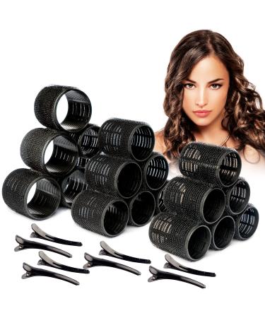 Mirzians 33PCS Heatless Hair Rollers Set with 15Clips- Self Holding Velcro hair Curlers for heatless curls- velcro rollers for hair- heatless hair curler- hair curlers for Long Hair Short Hair No Heat Rollers with Clips ...