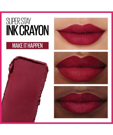 Maybelline Super Stay Ink Crayon Lipstick in Make It Happen Berry Red - Longwear Matte Lip Crayon with Precision Tip - 8Hrs Wear - 0.04 oz - Buy Online on GoSupps.com
