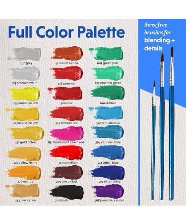Crafts 4 All Acrylic Paint Set - 24-Pack of 12mL Paints for Canvas, Wood & Ceramic with 3 Art Brushes - Non-Toxic Craft Paint - Stocking Stuffers for Girls and Boys - Buy Online on GoSupps.com
