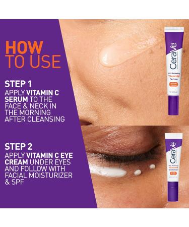 CeraVe Vitamin C Serum & Vitamin C Eye Cream Skin Care Set | Skin Brightening Serum with Hyaluronic Acid for Face & Under Eye Cream with Caffeine for Dark Circles and Puffiness Serum + Eye cream - Buy Online on GoSupps.com