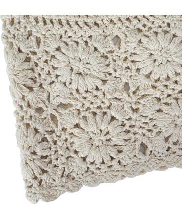 ZLYC Women Cotton Crochet Slouchy Beanie Hat - Handmade Knit Cutout Summer Floral Skull Cap in Solid Beige - Buy Online on GoSupps.com