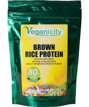 Veganicity Brown Rice Protein Powder : Natural and Unflavoured 80% Protein Powder - 250g in a Recyclable Pouch