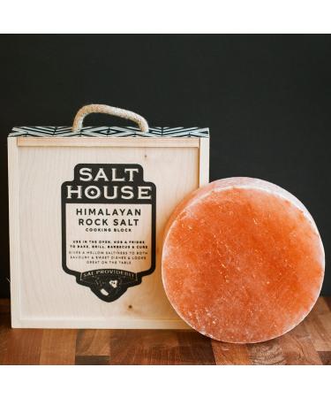 Himalayan Pink Salt Cooking Block in Presentation Gift Box with Cooking Guide Round 20 x 5 CM - Buy Online on GoSupps.com
