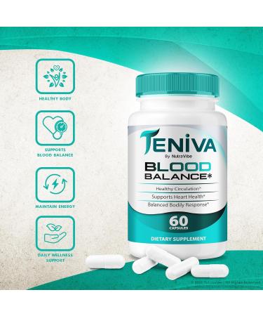 Teniva Blood Balance Advanced Daily Support for Circulation Energy & Balanced Levels | Natural Formula to Help Maintain Natural Flow and Overall Health Just 2 Pills Daily (60 Capsules) - Buy Online on GoSupps.com