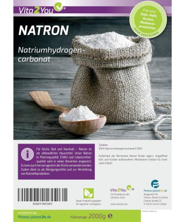 Vita2you Natron Powder 2000g - Premium Baking Powder | Food Grade Sodium Bicarbonate | Buy 2kg Backsoda Online - Buy Online on GoSupps.com