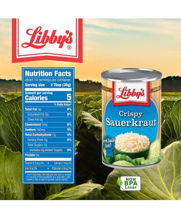 Libby's Crispy Sauerkraut | Classic Barrel Aged Tangy-Sour Taste | Crunchy Translucent Golden Shredded Cabbage | Brined  Fermented and then Hot Packed | 14.5 ounce can (Pack of 12) - Buy Online on GoSupps.com