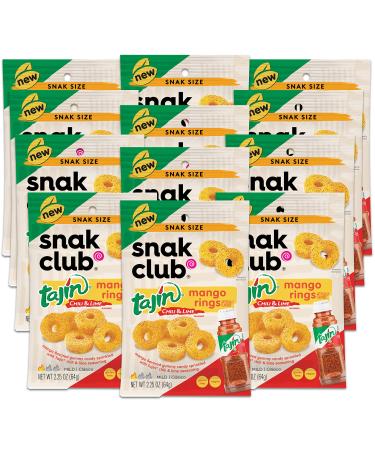 Snak Club Tajin Mango Rings, Chili & Lime Sweet and Spicy Gummy Snacks, Mild in Heat Bold in Flavor, Vegan Gluten-Free Snack, 2.5oz Grab 'n Go Individual Pack, 12 Count
