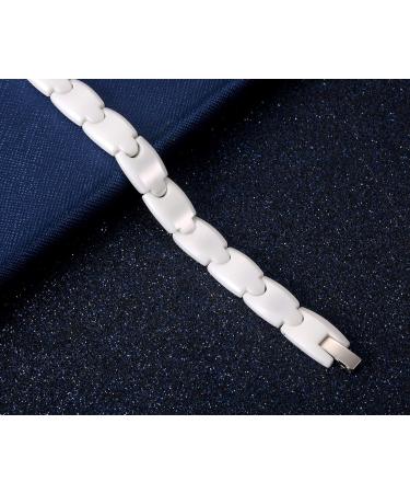 SunnyHouse Women's White Tungsten Carbide Magnetic Bracelet | Elegant Gift Box Included | International Shipping Available - Buy Online on GoSupps.com