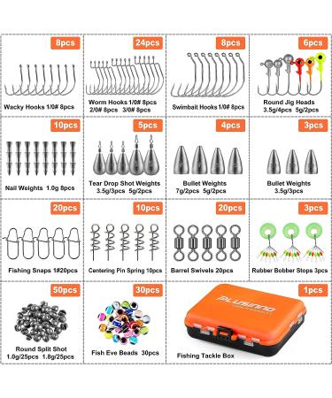 PLUSINNO 201pcs Fishing Accessories Kit in Tackle Box - Hooks, Weights, Split Shot Gear for Bass, Trout, Catfish - Buy Online on GoSupps.com