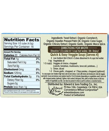 Edward & Sons Low Sodium Not Chicken Bouillon Cubes 2.5 oz - Buy Now for Delicious and Healthy Cooking - Buy Online on GoSupps.com