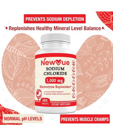 Sodium Chloride 1000mg - 365 Non-GMO Salt Tablets for Electrolyte Hydration | Gluten Free - Buy Online on GoSupps.com