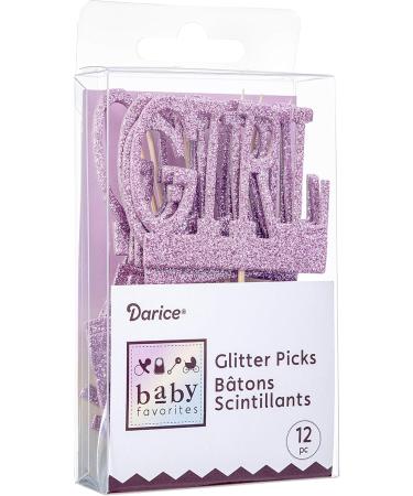 Darice Girl Cupcake Picks for Baby Shower: Pink Glitter 4 Inches 12 Pieces Wood One size - Buy Online on GoSupps.com