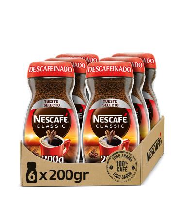 Nescafe NESCAF CLASSIC DECAF IN INE any aroma and flavor decaffeinated soluble coffee glass bottle Pack of 6 x 200g.