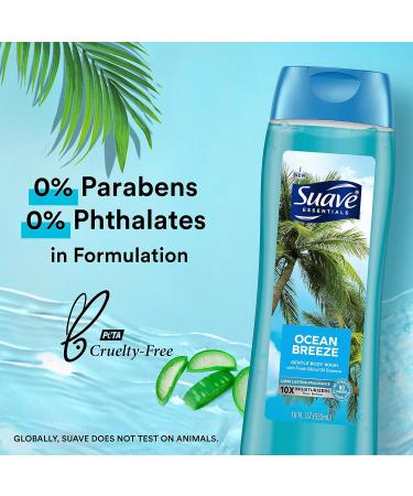 Suave Essentials Gentle Body Wash Ocean Breeze - Vitamin E & Algae Extract - 18 oz - Refreshing Clean for All Skin Types - Buy Online on GoSupps.com