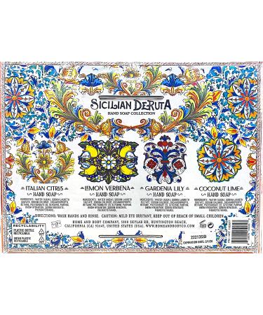 Sicilian Deruta Hand Soap Collection - 4 x 21.5 fl.oz Bottles - Italian Citrus, Lemon Verbena, Gardenia Lily, Coconut Lime - Buy Online on GoSupps.com