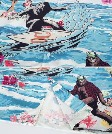 Mikenko Funny Hawaiian Shirt for Men Beer Bigfoot Print, 3XL-4XL Sizes, Short Sleeve Summer Beach Button Down - Buy Online on GoSupps.com