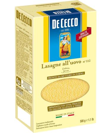 De Cecco Lasagna All'uovo n.112 (500g) - Authentic Italian Pasta for Delicious Homemade Lasagna - Buy Online on GoSupps.com