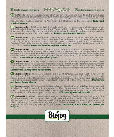  Biojoy Biojoy Organic basil (1 kg) dried and crushed Basil leaves (Ocimum basilicum) - Buy Online on GoSupps.com