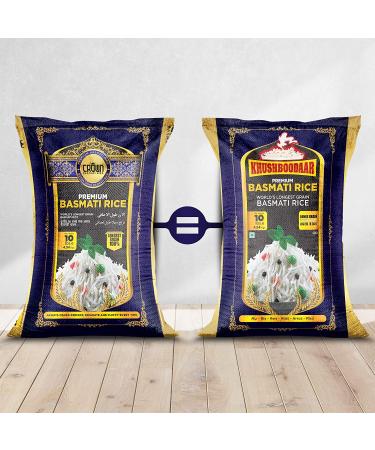Crown Premium White Basmati Rice - Extra Long Grain 2 Years Aged 10 lbs - 100% Authentic Himalayan Basmati - Buy Online on GoSupps.com