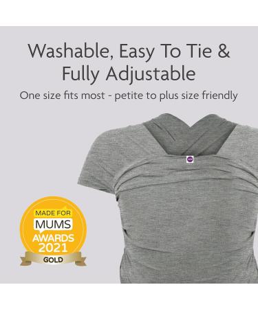 Izmi Essential Baby Wrap | Soft Stretch Cotton | 2 Hands-Free Carrying Positions | UK Hip Healthy Design | Birth to 9kg | Mid Grey - Buy Online on GoSupps.com