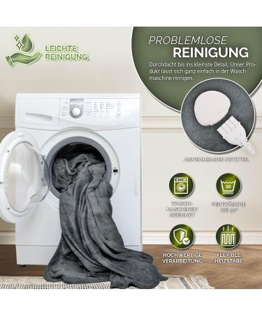 Sinnlein Heating Ceiling - T V S d GS Checked 200x180cm | Electric Thermal Ceiling with Timer 9 Temp Levels & Washable | Cuddly Blanket in Gray - Buy Online on GoSupps.com
