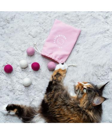Lucybalu X Hello Kitty Cat Toy Filz Balls | Natural Cat Play Balls from Nepal | Set of 6 Pink | Fun Eco-Friendly Toys for Cats - Buy Online on GoSupps.com
