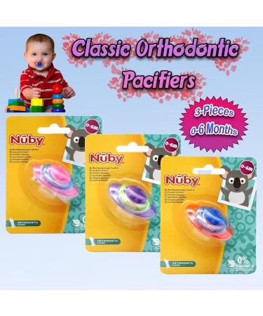 Non-Toxic Silicone Pacifiers Set - 3 Pack in Pink Violet & Red - Unisex Baby 0-6 Months - Buy Online on GoSupps.com