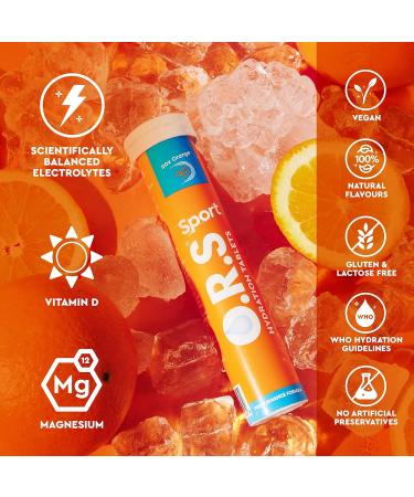 O.R.S Sport Hydration Tablets - Electrolyte Formula | Vegan, Gluten & Lactose Free | Orange Flavour | Low Calorie | 20 Tablets - Buy Online on GoSupps.com