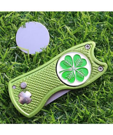 CoverMay Foldable Golf Divot Repair Tool and Ball Markers Set - Green Clover Marker - Buy Online on GoSupps.com