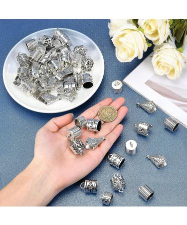 PandaHall 50pcs Tibetan Style Cord Ends - 5 Styles, 9-15mm Inner Diameter Large Size Glue-in Cord Terminators Barrel End Tip Silver Cord Caps for Jewelry Making - Buy Online on GoSupps.com