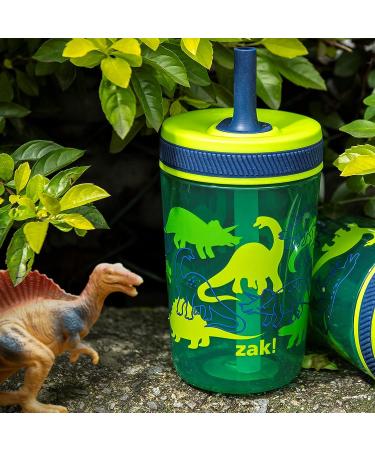 Zak Designs Kelso Dino Camo Tumbler Set - 15 oz, Non-BPA, Leak-Proof with Straw, Durable Plastic and Silicone, Perfect Baby Cup Bundle for Kids - 2pc Set - Buy Online on GoSupps.com