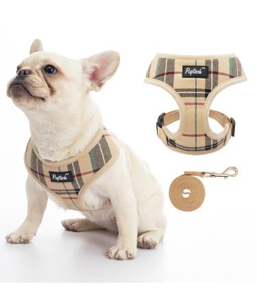 PUPTECK Soft Mesh Dog Harness Pet Puppy Cat Comfort Padded Vest No Pull Harnesses Small Beige