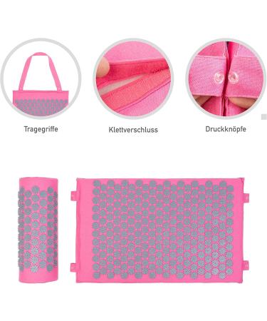 Belmalia Acupressure Mat & Pillow Set | Pink Grey Massage Mat for Relaxation | Portable Acupressure Therapy with Neck Support - Buy Online on GoSupps.com