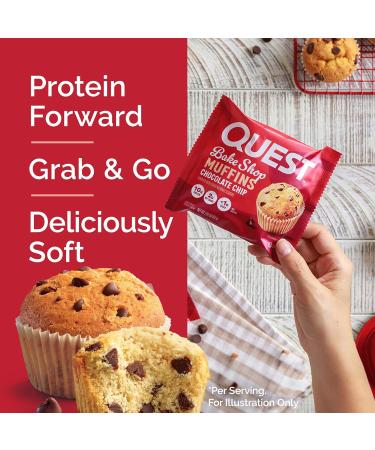 Quest Nutrition Chocolate Chip Muffin 10g Protein 2g Net Carb Less than 1g Sugar Protein Snack 4 Count - Buy Online on GoSupps.com