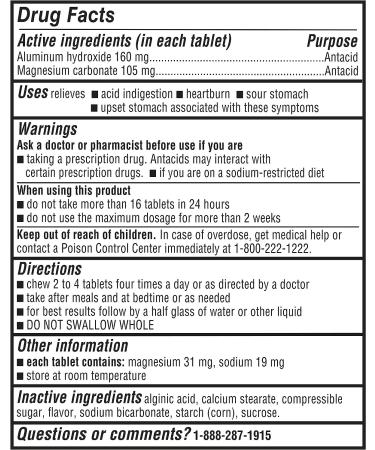 Equate Extra Strength Chewable Antacid Tablets - 100 Original Flavor Tablets - Compare to Gaviscon - Buy Online on GoSupps.com