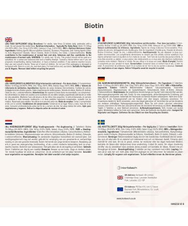 Horbaach Biotin Zinc Selenium 12000 mcg Biotin Zinc Selen for Hair Growth 4 Month Supply 365 Vegan Tablets Hair Skin & Nail Supplement with Vitamin B7 Horbach - Buy Online on GoSupps.com