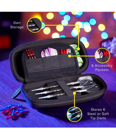 Casemaster Sentry Dart Case - Slim EVA Shell for Steel and Soft Tip Darts - Holds 6 Darts with Built-in Storage - Black - Buy Online on GoSupps.com