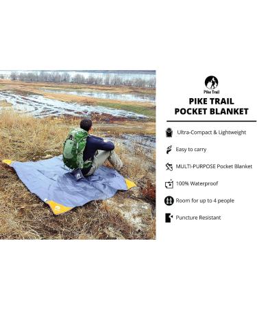 Pike Trail Pocket Beach Blanket - 60x56 Lightweight Sand Proof Picnic Blanket - Waterproof Compact Outdoor Blanket for Camping, Hiking, Picnics, and Beach Trips - Grey/Orange - Buy Online on GoSupps.com