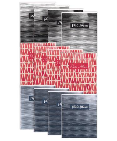 36 Photo Mini Photo Album, 4 x 6 Inch, Pack of 12, Flexible Cover with Removable Decorative Inserts, Clear View Front Cover, by Better Office Products, 12 Pack