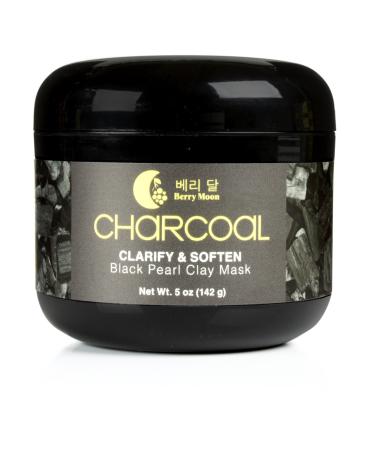Anti-aging Charcoal Clay Mask for oily skin congested T-zone blackheads enlarged pores dark spots. With Vitamin C and Green Tea. Large 5oz jar.
