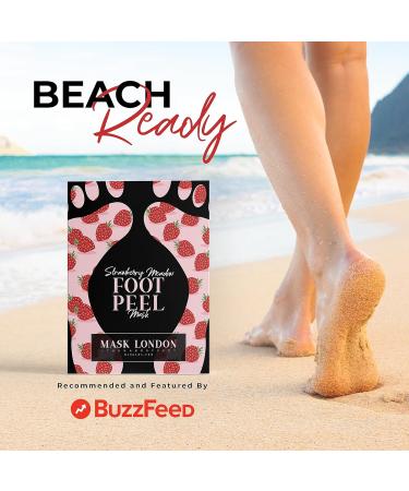 Mask London Foot Peel Mask Strawberry - Exfoliating Treatment for Callus, Cracked Heels, and Hard Skin - Moisturizing Foot Mask for Baby Soft Feet - Buy Online on GoSupps.com