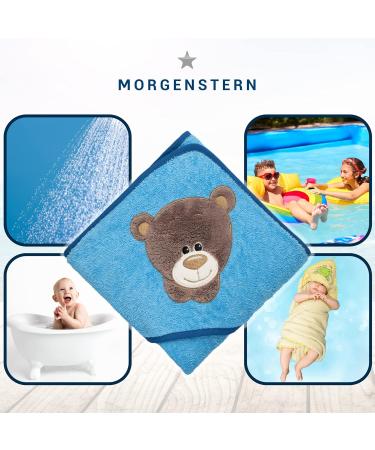Morgenstern Hooded Baby Towel - 100x100 cm Cotton Oeko-TEX Bear Blue | Soft Absorbent & Perfect for Infants | International Shipping Available - Buy Online on GoSupps.com