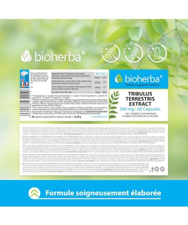 Tribulus Terrestris 300 mg - 60 Capsules: Powerful Boost for Men and Women Erection and Vitality Enriched with Zinc by BIOHERBA - Buy Online on GoSupps.com