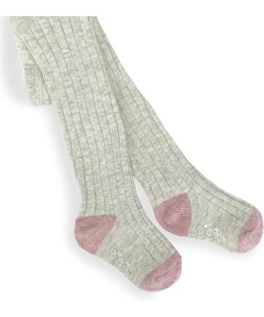 Non-Slip Super Soft Ribbed Baby and Toddler Girls Tights - Cozy Winter Warm Anti-Skid Tights for Active Children | 6-12 Months | Grey Marl - Buy Online on GoSupps.com