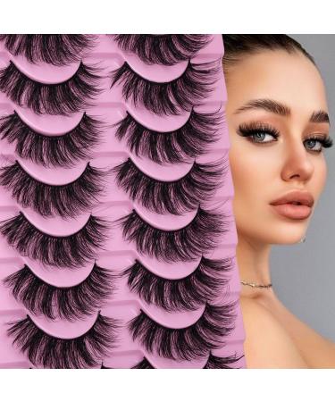 False Lashes Fluffy Wispy 17mm Mink Lashes Natural look 5D Volume Fake Eyelashes 10 Pairs by Yawamica