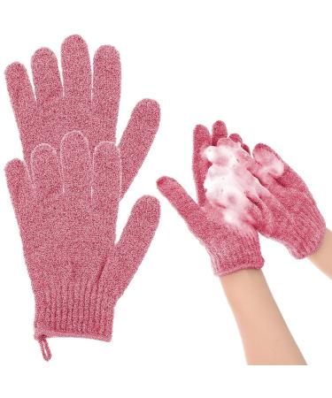 Sibba Exfoliating Gloves for Shower Natural Loofah Bathing Gloves for Body and Face Dead Skin Remover Double Sided Microfibre Shower Body Gloves for Adults and Kids(Red) - Buy Online on GoSupps.com