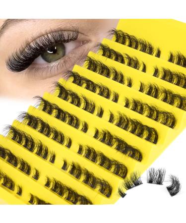Cluster Lashes Natural Individual Lashes Fluffy D Curl Eyelashes Extension Clear Band Wispy Natural Look DIY Lashes at Home 6-14mm False Eyelashes Cat Eye Clusters Lashes Pack 80 Pacs