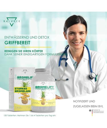 Bromelift Bromelain 2500 GDU/G - Detox Tablets | 120 Vegan Capsules with Fennel & Green Tea | High Dose 5 000 FIP for Effective Detox Drainage - Buy Online on GoSupps.com